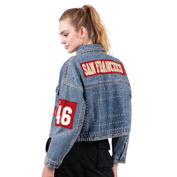 Officially Licensed NFL‎ G34Her By Carl Banks Game Ball Denim Jacket - 49ers - Picture 4 of 9
